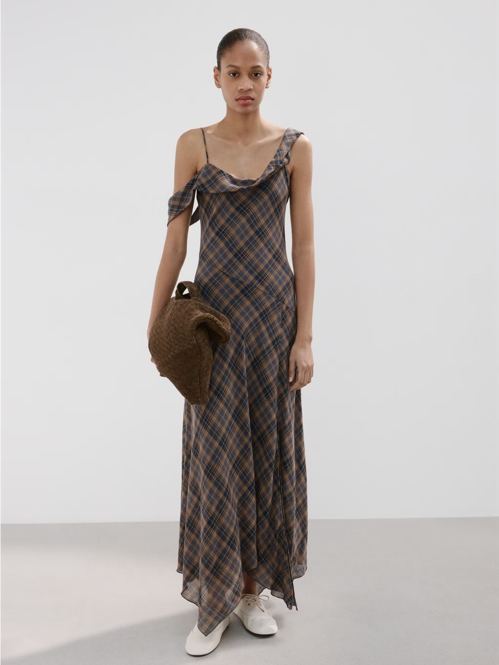 NWT (size 8) Mango CHECK ASYMMETRICAL DRESS